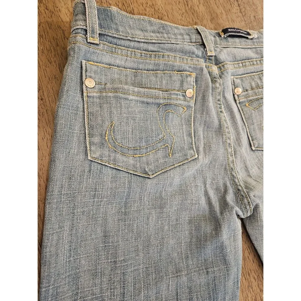 Women's vintage Y2K Mid-rise Jeans Straight 90's Light Denim Pants Blue boot cut - Picture 10 of 16
